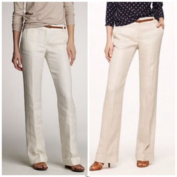 J. Crew Beige Cream Linen Cafe Trouser Pants Size 10 - Picture 2 of 12